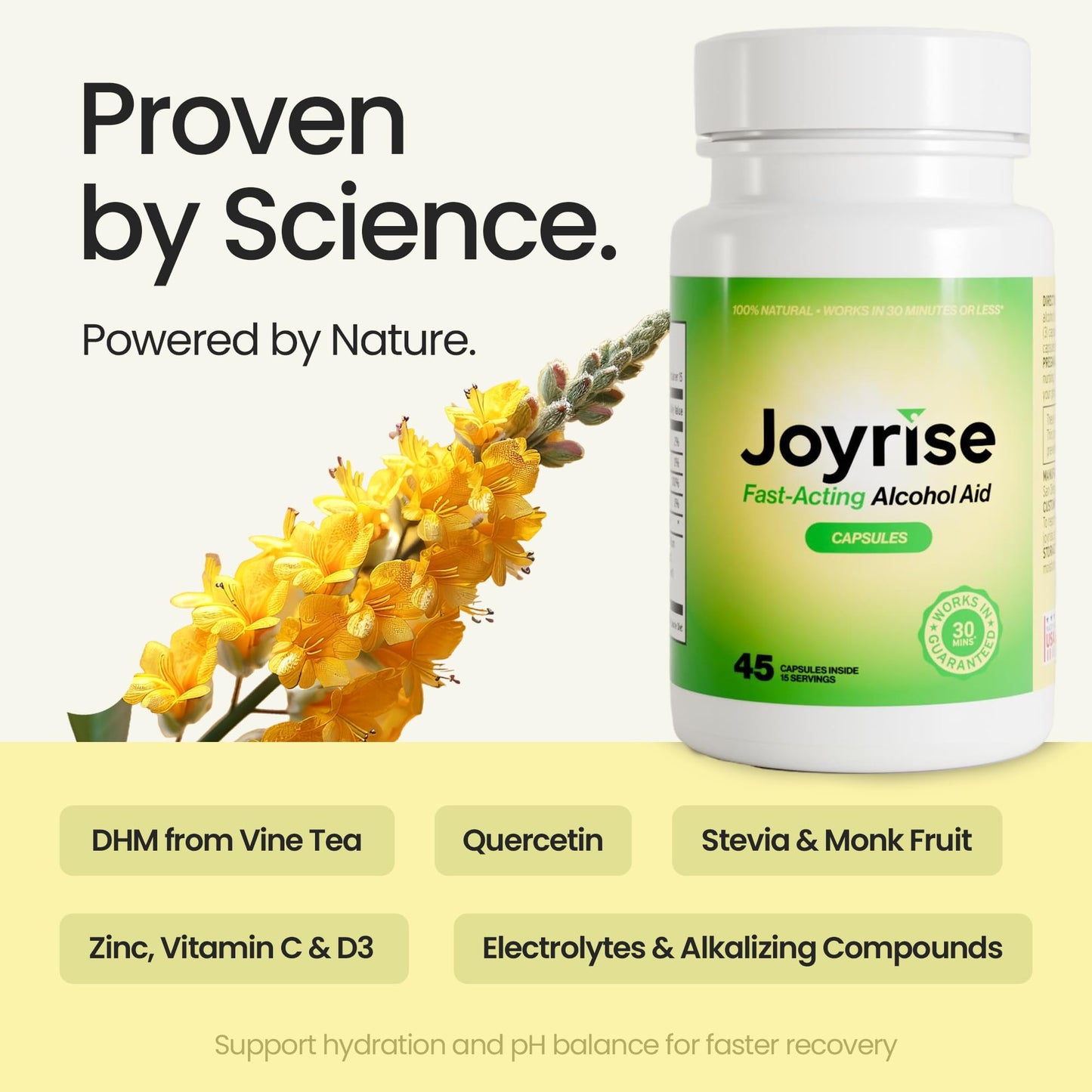 Joyrise® After Drinking Aid – Fast Acting Capsules with DHM – Alcohol Metabolism Support, Liver Health, Rapid Bioavailability & Body Replenishment – 45 Capsules (15 Servings) JoyriseBuy Supplements Australia