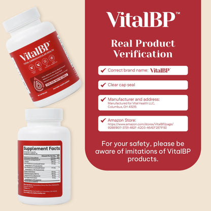 Vital BP - Support for Normal Blood Pressure - Supports Blood Flow & Arteries - with CoQ10, L-Citrulline, and K2 & D3-60 Capsules