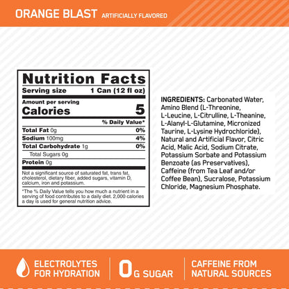 Optimum Nutrition Amino Energy Sparkling Hydration Drink, Electrolytes, Caffeine, Amino Optimum NutritionBuy Supplements Australia