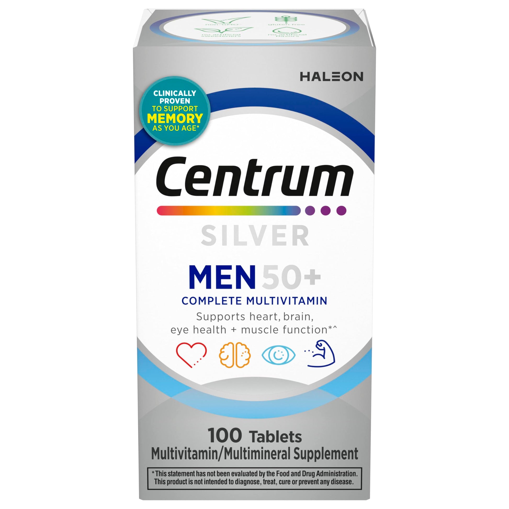 Centrum Silver Multivitamin for Men 50 Plus, Multimineral Supplement, Vitamin D3, B-Vitamins and Zinc, Gluten Free, Non-GMO Ingredients, Supports Memory CentrumBuy Supplements Australia