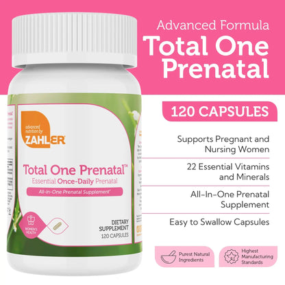Zahler - Total One Prenatal Vitamins for Women (120 Count) Daily Multi Vitamin Prenatals with Folic Acid, Iron, Zinc ZahlerBuy Supplements Australia