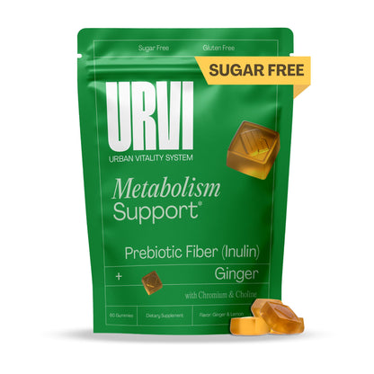 URVI® Metabolism Support Gummies 4-in-1 – Chromium Picolinate, Choline, Inulin & Ginger Extract - Prebiotic Fiber & Minerals – Gut Health & Digestive Support