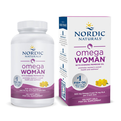 Nordic Naturals Omega Woman, Lemon - 120 Soft Gels - 500 mg Omega-3 + 800 mg Evening Primrose Oil
