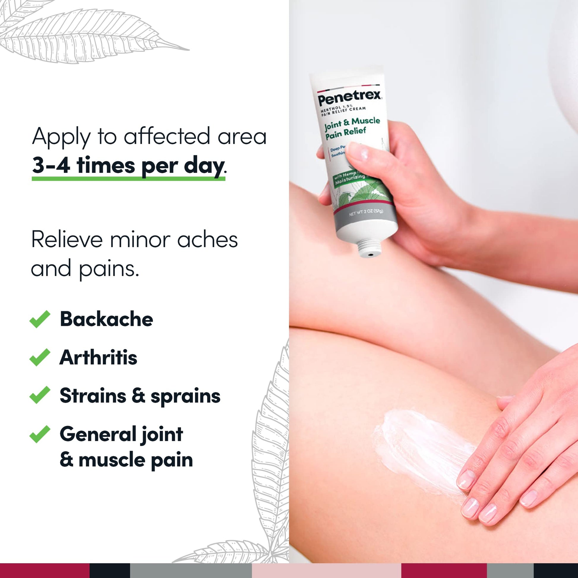 Penetrex Soothing Joint & Muscle Pain Relief Cream with Hemp - Deep Penetrating Menthol, Arnica and Hemp for Soothing, Hydrating Relief - Non-Greasy, Easy to Apply, Pleasant Scent- 2oz Squeezable Tube PenetrexBuy Supplements Australia