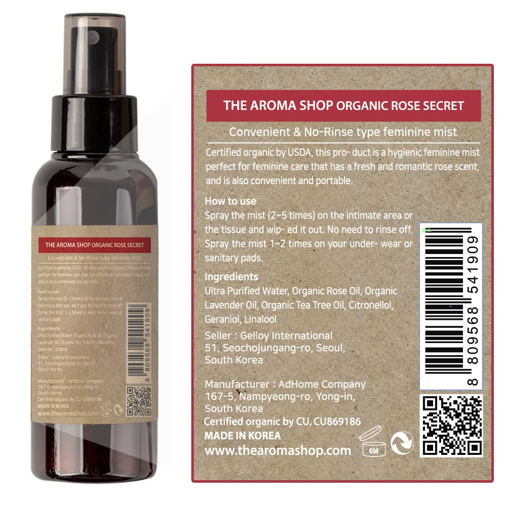[USDA] TheAromaShop Organic Rose Secret- Natural feminine Spray,Intimate Care The Aroma ShopBuy Supplements Australia