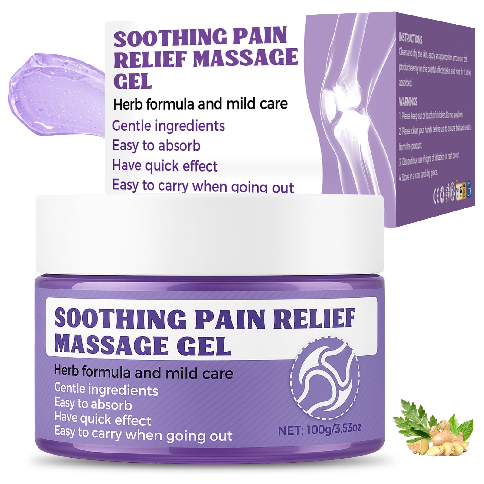Soothing Massage Gel (100g) - Joint Relief Purple Gel, Natural Ingredients Soothing Relief Cream, Fast-Absorbing Jointgel Cream for Soothing Joint, Shoulder, Knee, Back, Lumbar & Muscle Stiffness VereclueBuy Supplements Australia