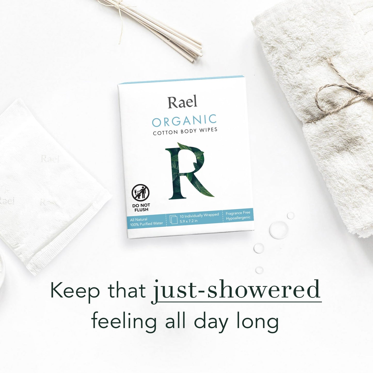 Rael Body Wipes, Organic Cotton Wipes for Women - Unscented Body Wipes, Individually Wrapped RaelBuy Supplements Australia