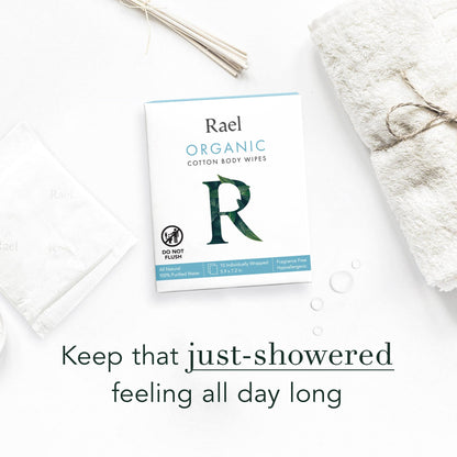 Rael Body Wipes, Organic Cotton Wipes for Women - Unscented Body Wipes, Individually Wrapped RaelBuy Supplements Australia