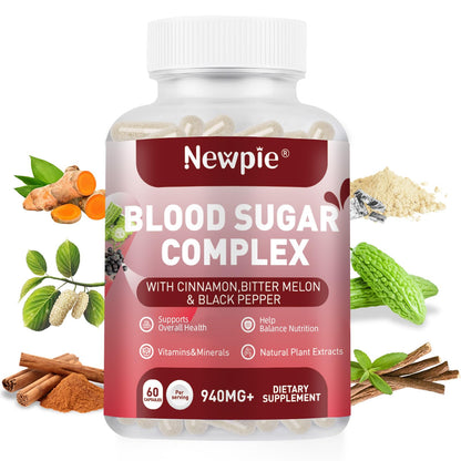 Blood Sugar Complex Supplement – Natural with 20 Active Herbs and Vitamins, Including Cinnamon, Bitter Melon, Black Pepper, Licorice, Vegan, Non-GMO, Gluten-Free, 60 Capsules HOWEEJETBuy Supplements Australia