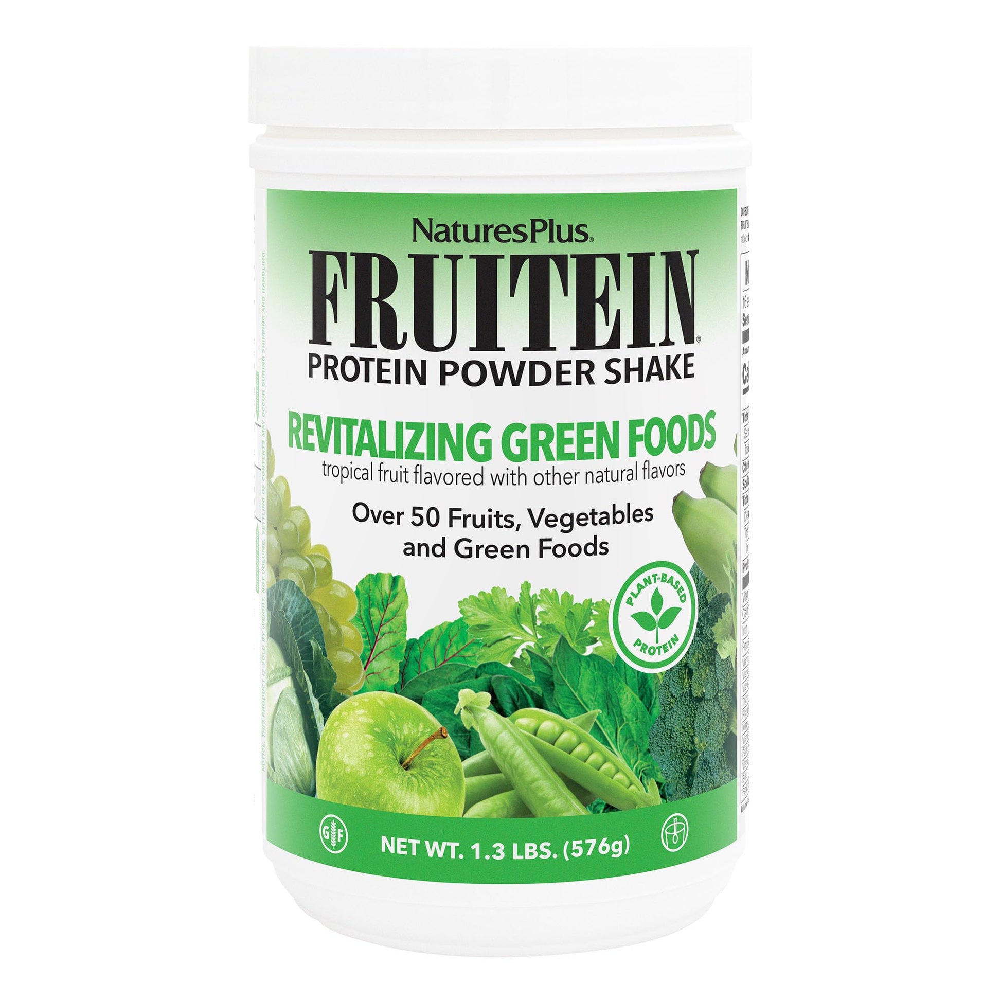 NaturesPlus FRUITEIN Revitalizing Green Foods Shake - 1.3 lbs - Plant-Based Protein (13g/Serving) - Supports Energy & Immune System - Vegetarian, Gluten Free & Non-GMO - 16 Servings NaturesPlusBuy Supplements Australia
