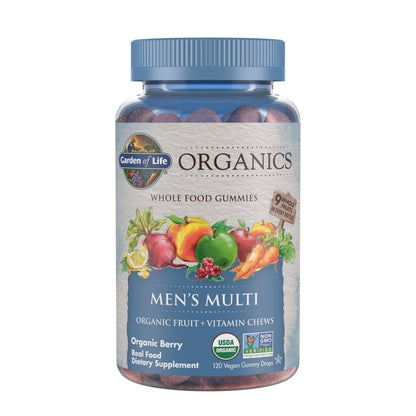 Garden of Life Organics Men's Gummy Vitamins - Berry - Certified Organic, Non-GMO, Vegan, Kosher Complete Multi - Methyl B12, C & D3 - Gluten