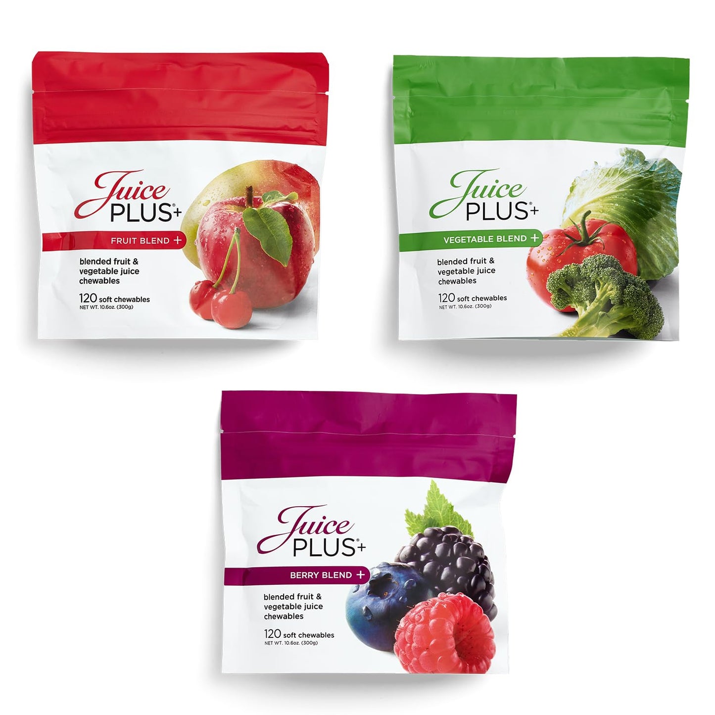 Juice Plus+ Fruit, Vegetable & Berry Blend Soft Chews (Chewables) - 30 Plant-Based Ingredients! Vegan Gummies for Kids & Adults - Gluten-Free, Non-GMO, No HFCS - Prepacked 3 Pouches (30 Chews Each) Juice Plus+Buy Supplements Australia