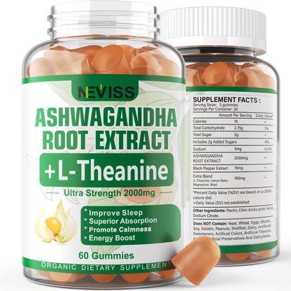 NEVISS Ashwagandha Gummies 2000mg, Feel Refreshed, Plus Proprietary Blend 