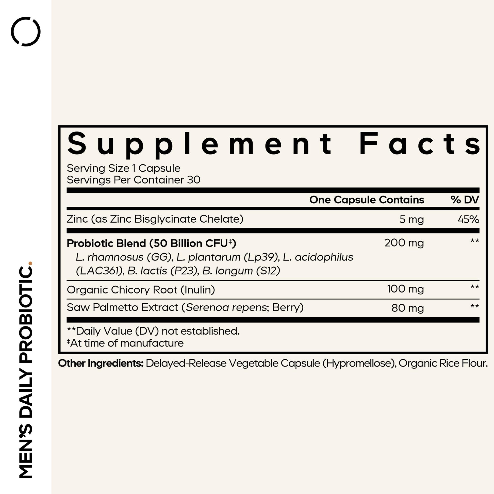 Codeage Men’s Daily Probiotic Supplement - 50 Billion CFU Probiotic Blend with Zinc, Inulin Prebiotic, Saw Palmetto – Men’s Wellness Support – 1 Capsule Per Serving - Non-GMO – 30 Capsules CodeageBuy Supplements Australia