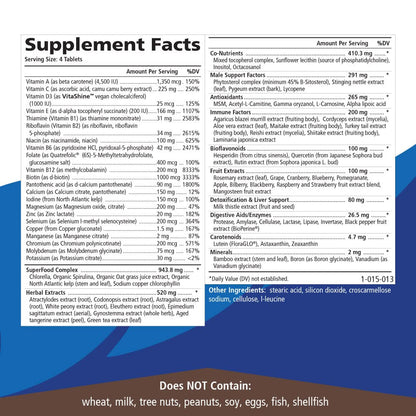 PURE ESSENCE LABS Longevity Multivitamin for Men Over 40 - Super Energetic with Superfoods, Minerals, Enzymes, Vitamin D3, B12, Biotin - 120 Tablets PURE ESSENCE LABSBuy Supplements Australia