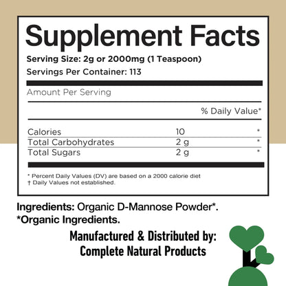 CNP Organic D Mannose Powder 2000mg - Powder D Mannose Supplement for UTI Support, Pure D-Mannose Powder from Guar Beans, Vegan Non GMO Clean Formula, Bladder Urinary Tract Health Supplement Use Complete Natural ProductsBuy Supplements Australia