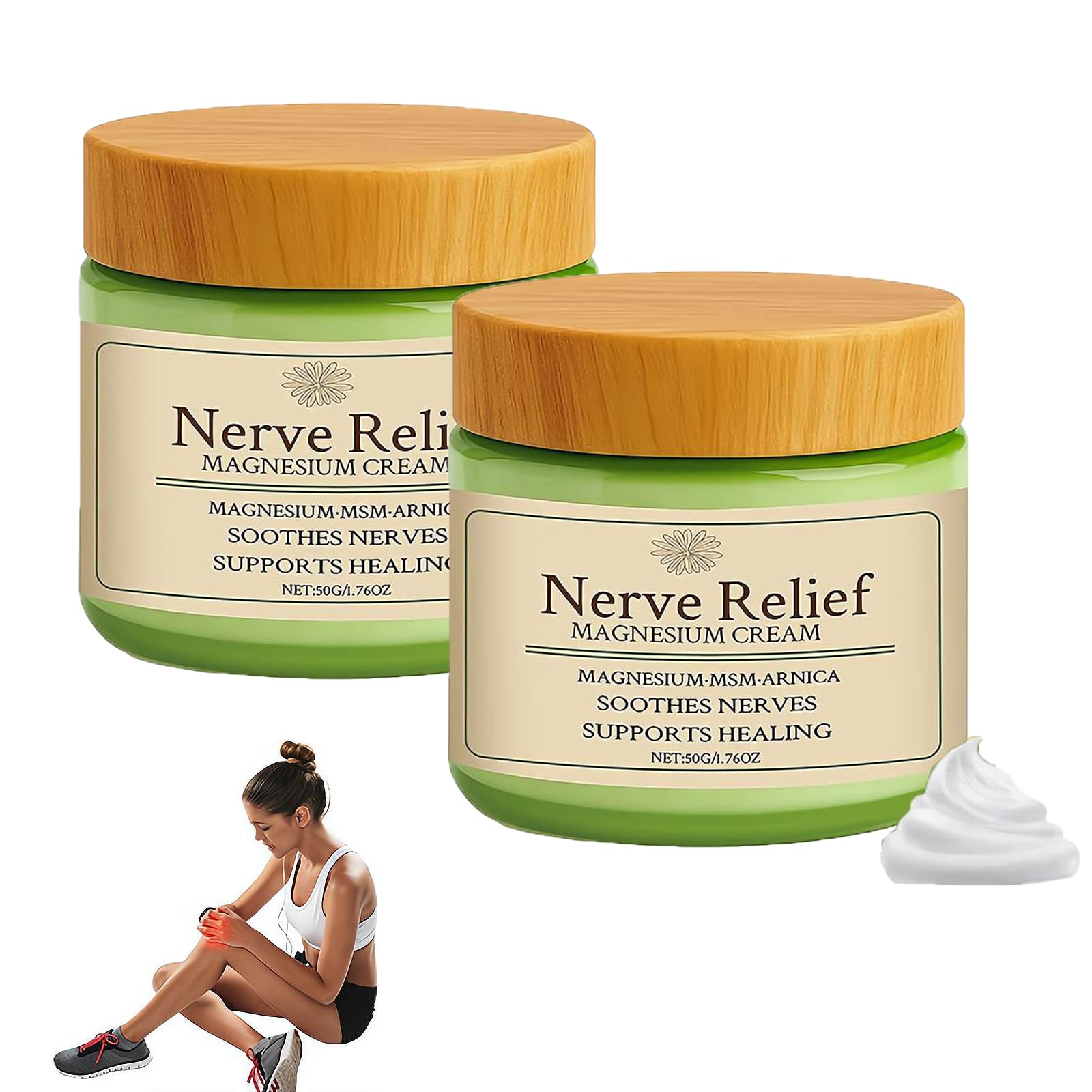 Total Relief Magnesium Cream for Nerve Relief with MSM & Arnica — Soothing Topical Support for Neuropathy & Muscle Relaxation — 2 Pack Value Set (3.52oz Total) GenericBuy Supplements Australia
