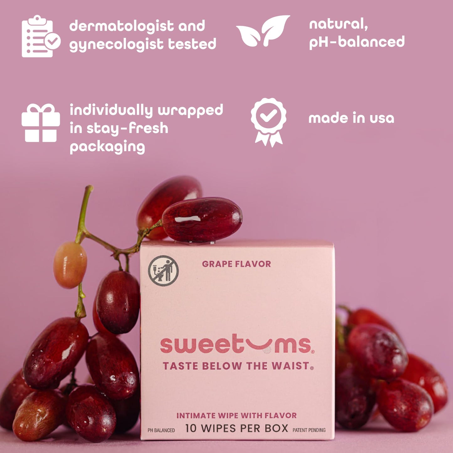 Sweetums Feminine Wipes For Women, Individually Wrapped - pH Balanced Flavored Intimate Wipes SweetumsBuy Supplements Australia