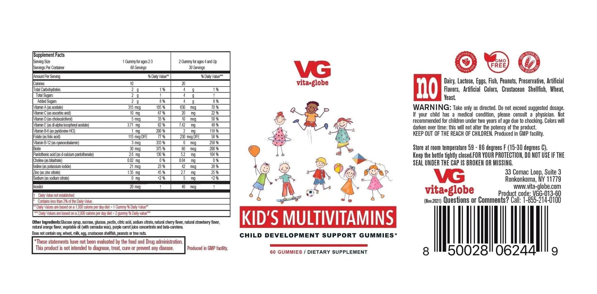 VITA GLOBE Kids Complete Multivitamin Gummies – with Vitamins A, C, D, E, B6 & B12 | Daily Immune, Growth & Wellness Support | VITA GLOBE