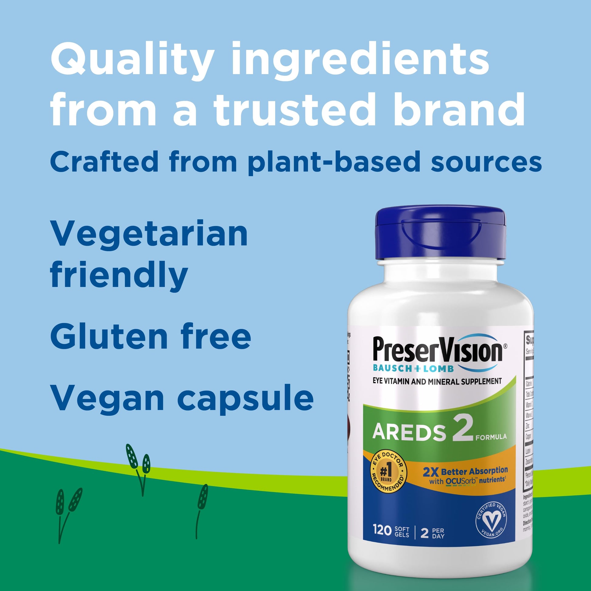 PreserVision AREDS 2 Eye Vitamin & Mineral Supplement with OCUSorb, 120 Vegan Soft Gels, Contains Lutein, Zeaxanthin, Vitamin C & E, Zinc, & Copper, Eye Health Supplements for Adults PreserVisionBuy Supplements Australia