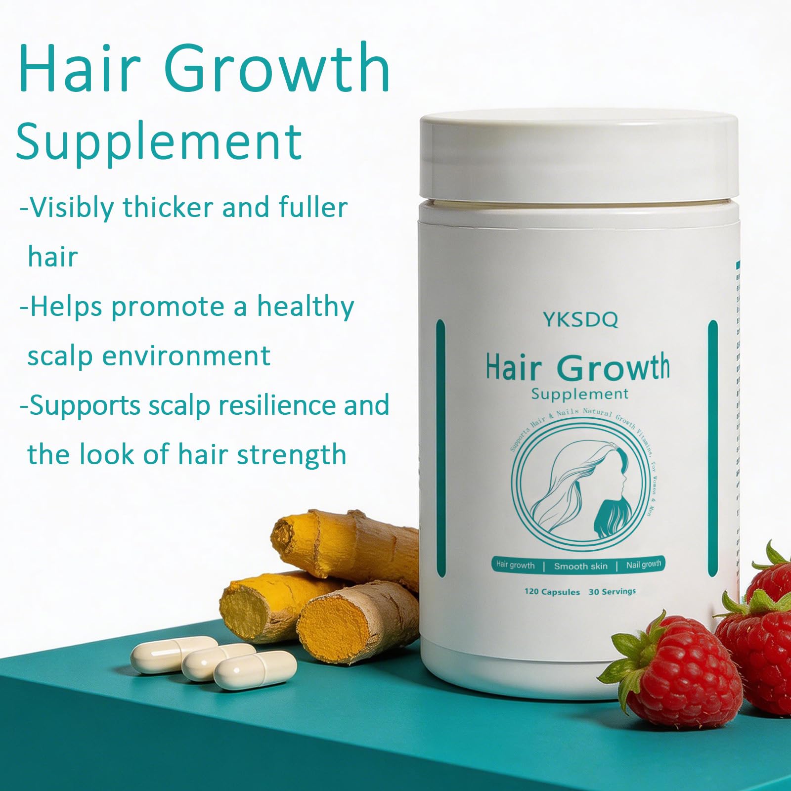 Hair Growth Biotin 10000mcg Supplement with Vitamins A C D E & Calcium - 30-in-1 Formula for Hair & Nails Support, for Women & Men, 30 Servings (1) WOJJBuy Supplements Australia