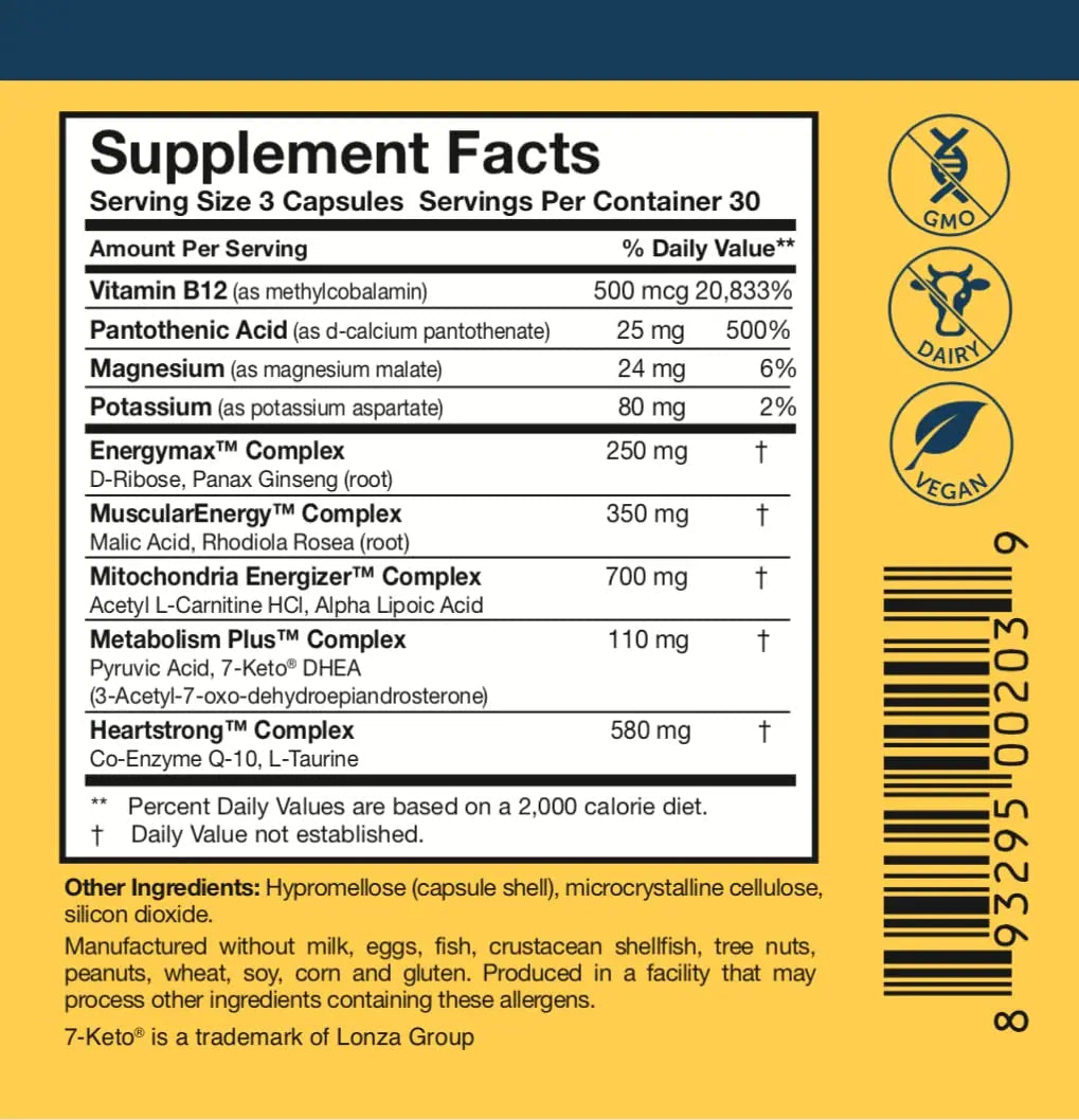 Researched Nutritionals Mens & Womens Vitamins - Optimized Energy Duo - Adrenal Support & Mitochondrial Supplements Researched Nutritionals