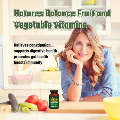 Fruits and Veggies Supplement, 36 Fruits & Vegetables with 24 Essential Vitamins, Minerals & Trace Elements,High in Fiber for Digestion & Constipation Relief,Daily Nutritional Support,120 Capsules aegabeBuy Supplements Australia