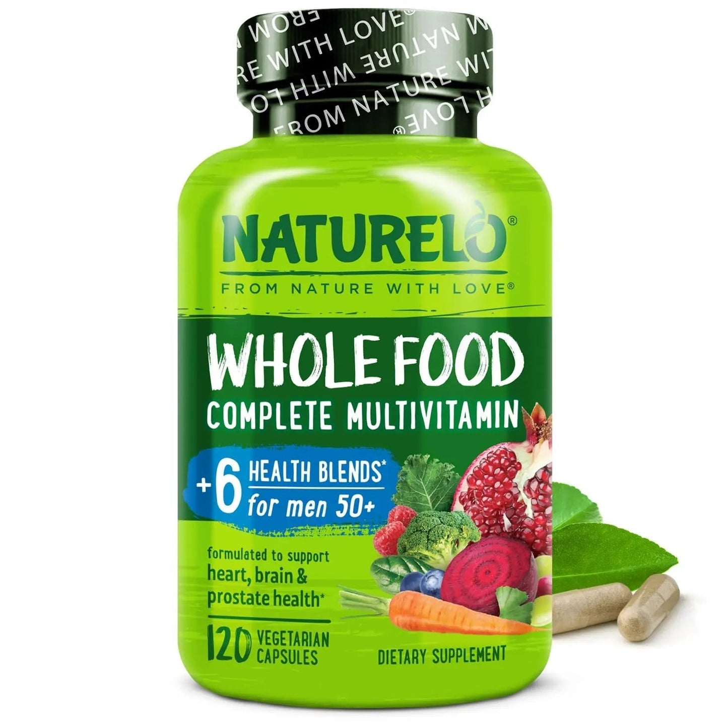 NATURELO Whole Food Multivitamin for Men 50+ - with Vitamins, Minerals, Organic Herbal Extracts - Vegan Vegetarian NATURELOBuy Supplements Australia