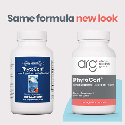 Allergy Research Group PhytoCort Supplement - Respiratory Support, Lung Health, Lung Detox, Lung Cleanse, Healthy Breathing, Herbal Support, Reishi, Licorice, Noni, Vegetarian Capsules - 120 Count Allergy Research GroupBuy Supplements Australia