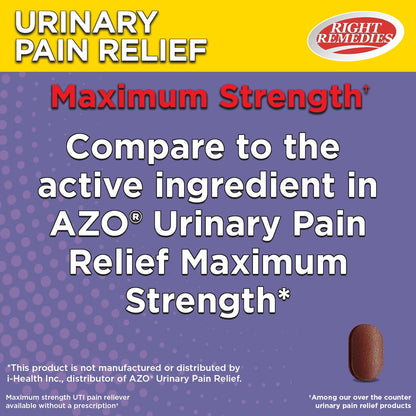 RIGHT REMEDIES Urinary Pain Relief Phenazopyridine HCl 99.5mg Tablets | Maximum Strength OTC for Fast Relief of UTI Pain, Burning and Bladder discomfort | Generic AZO Maximum Strength (72 Count) RIGHT REMEDIESBuy Supplements Australia