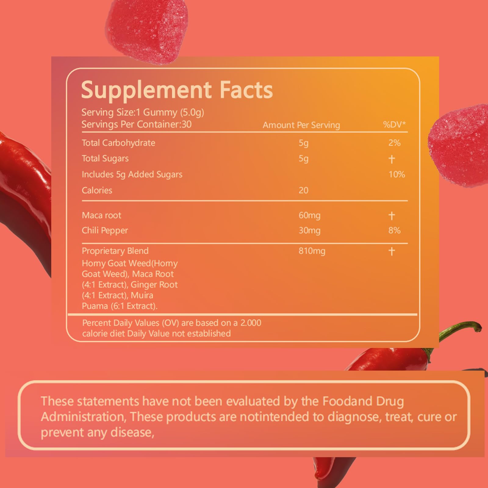Spicy Blocks for Couples-with Chili Pepper , Maca Root & Epimedium Extract | Supports Emotional Warmth & Daily Comfort | Peach Flavor, Mild Spicy Kick, Vegan-Friendly, No Artificial Additives (1) PBZPBZBuy Supplements Australia