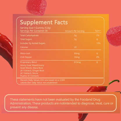 Spicy Blocks for Couples-with Chili Pepper , Maca Root & Epimedium Extract | Supports Emotional Warmth & Daily Comfort | Peach Flavor, Mild Spicy Kick, Vegan-Friendly, No Artificial Additives (1) PBZPBZBuy Supplements Australia