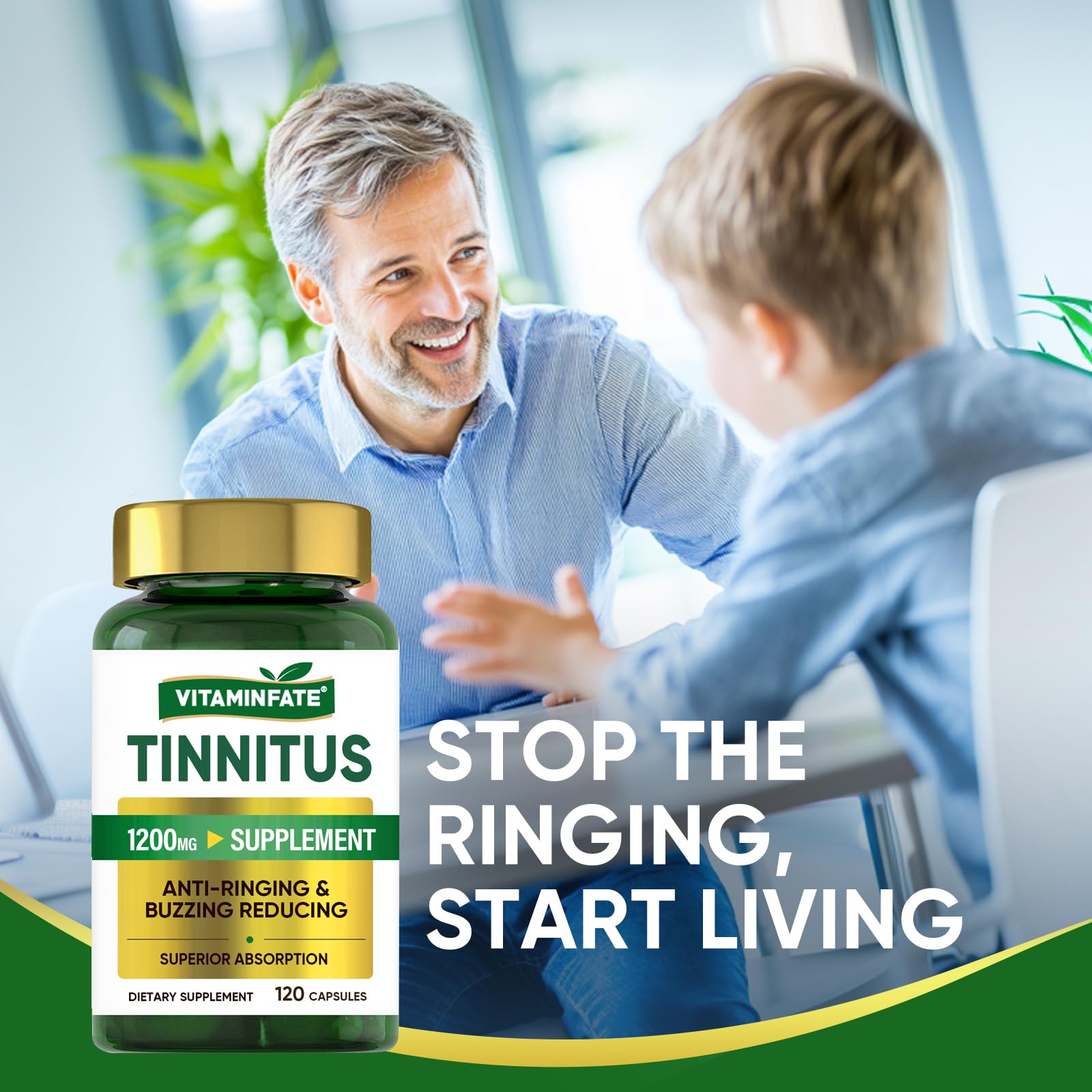 Tinnitus Relief for Ringing Ears 1200mg - 120 Capsules Advanced Ear Health Support Supplement | Supports Ear Health and Reduces Tinnitus Symptoms - Non-GMO & Vegan VITAMINFATEBuy Supplements Australia