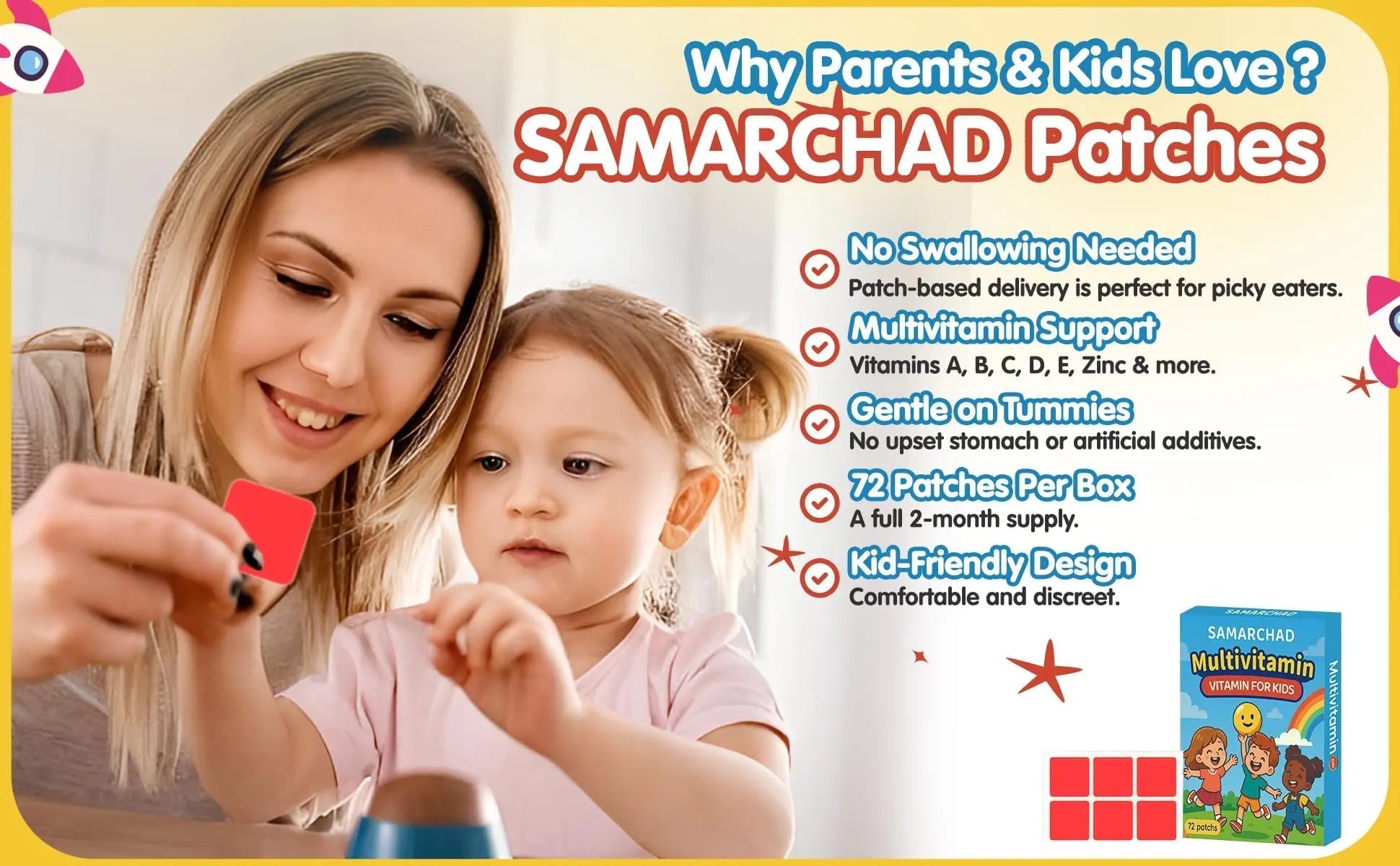 SAMARCHAD Kids Multivitamin Patches Daily Vitamin Patch for Children Natural, Sugar-Free No Swallowing Immune & Growth Support SAMARCHADBuy Supplements Australia