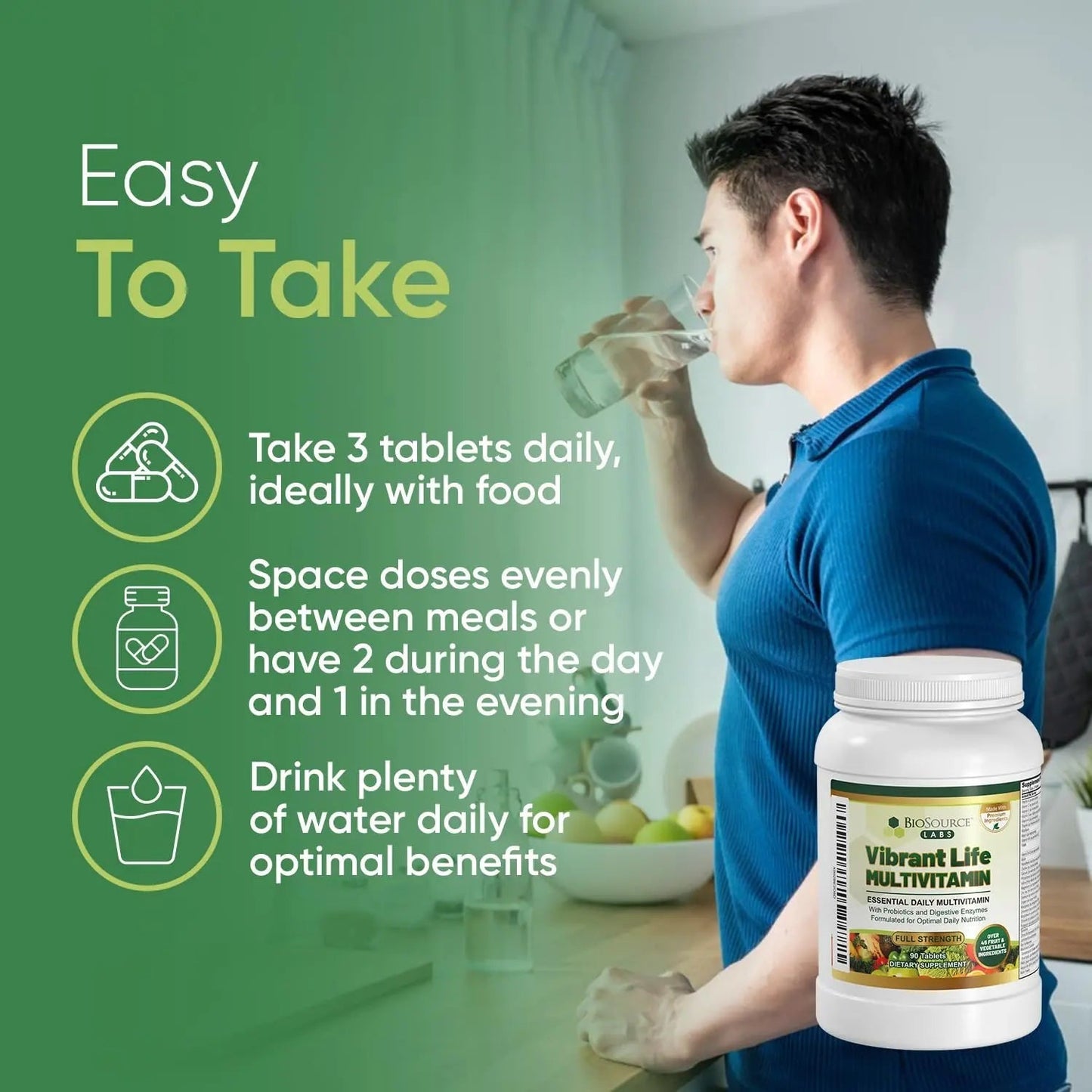 BioSource Labs Vibrant Life Multivitamin with Probiotics, Digestive Enzymes & B-Complex – Over 45 Fruits and Veggies BioSource LabsBuy Supplements Australia