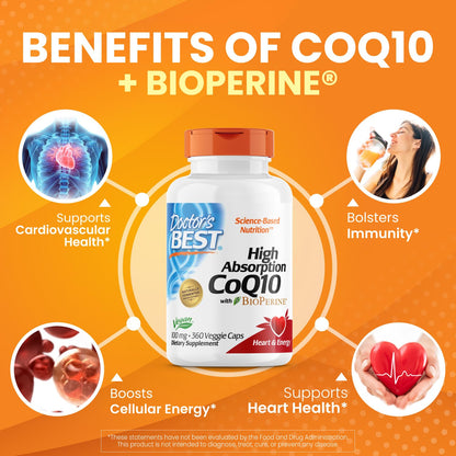 Doctor's Best High Absorption CoQ10 with BioPerine, Gluten Free, Naturally Fermented Doctor's BESTBuy Supplements Australia