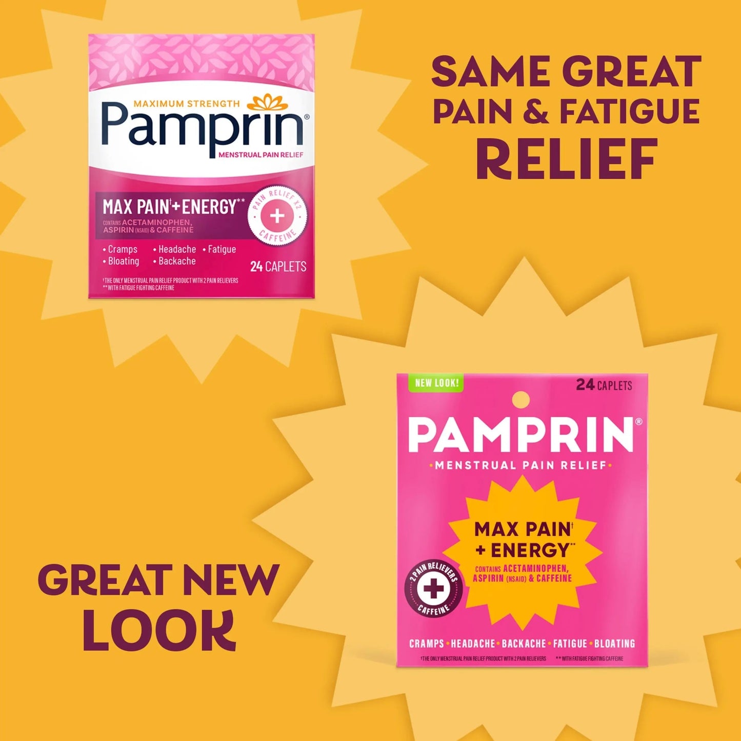 Pamprin Maximum Strength Max Pain and Energy Formula, Menstrual Period Symptoms Relief for Cramps, Bloating and Fatigue, 24 Caplets PamprinBuy Supplements Australia