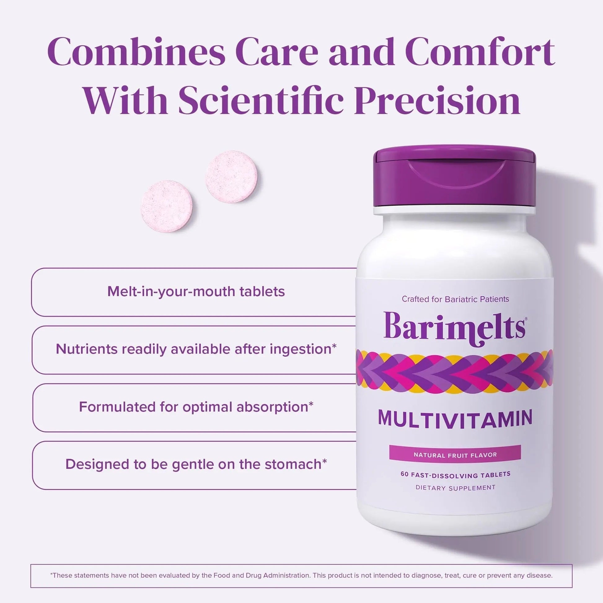 BariMelts Multivitamin, 60 Fast-Dissolving Tablets (1-Month Supply), Sugar-Free Bariatric Multivitamin for Women, Natural Fruit Flavor BariMeltsBuy Supplements Australia