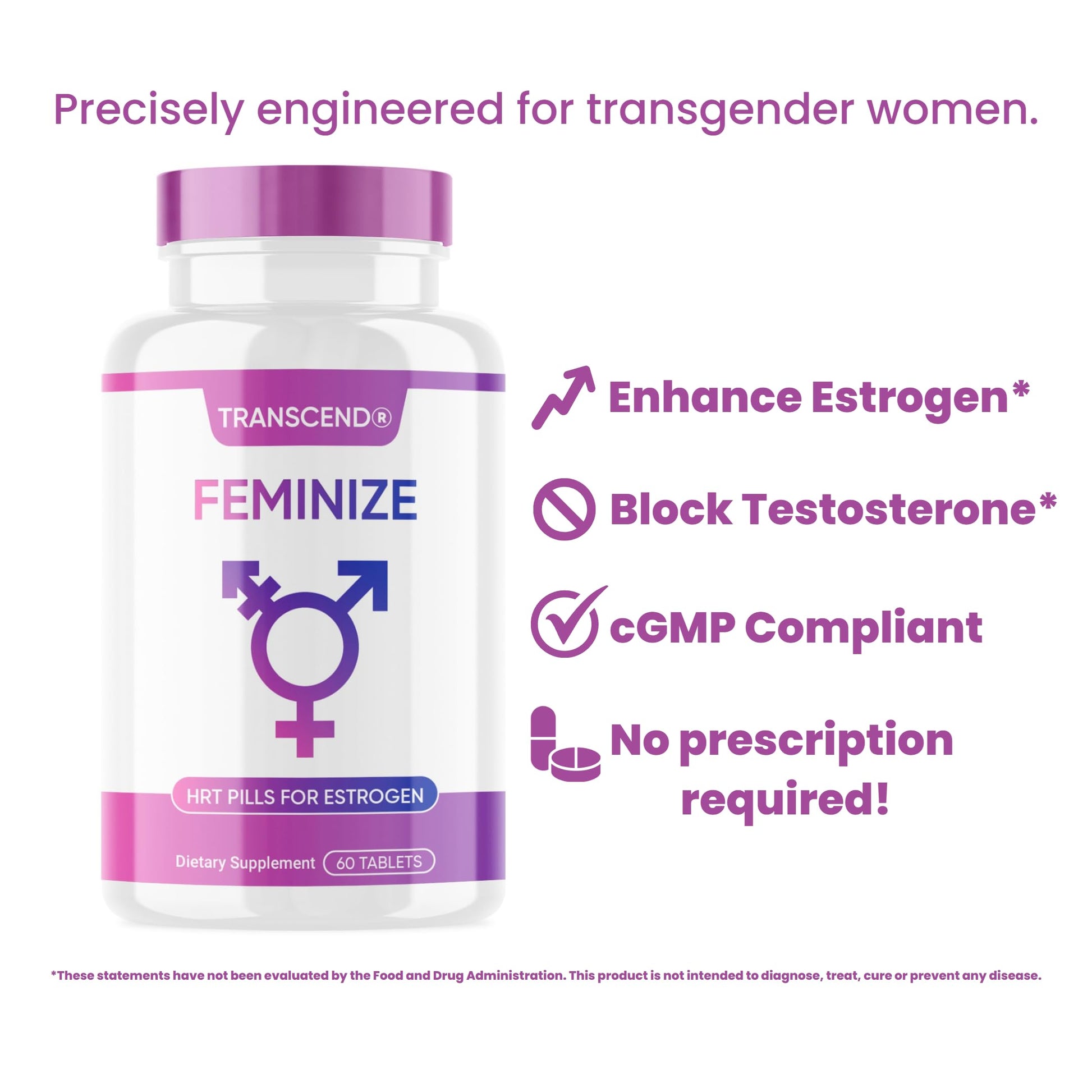 FEMINIZE Transcend HRT Pills for Estrogen - Potent HRT Estrogen Complex - Big Breats Soft Skin Feminizer FEMINIZEBuy Supplements Australia
