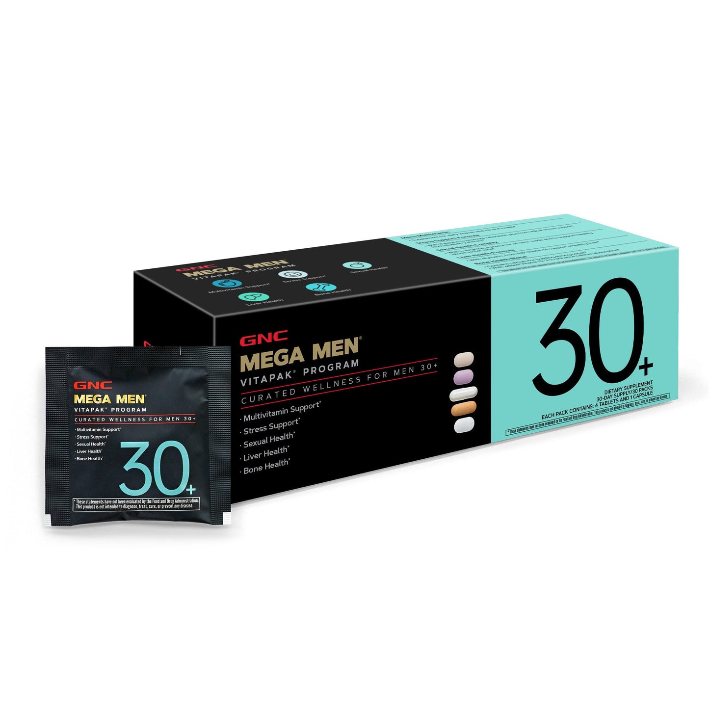 GNC Men's 30+ Vitapak Program | 5-in-1 Daily Multivitamins and Minerals | Supports Healthy Bones and Stress Relief | 30 Servings GNCBuy Supplements Australia