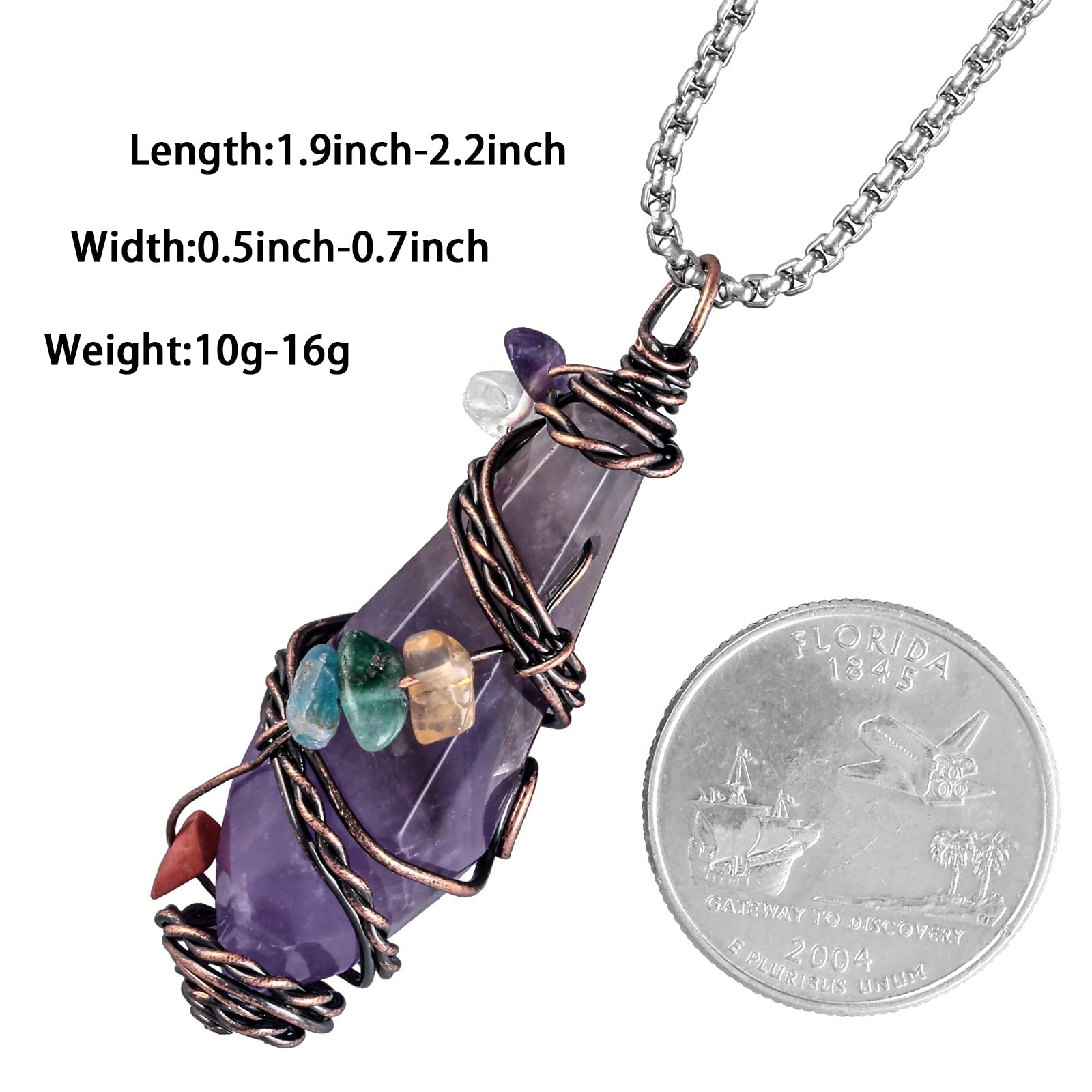 Nupuyai Wire Wrapped 7 Chakra Crystal Stone Pendant Necklace for Women Men, Handmade Faceted NupuyaiBuy Supplements Australia