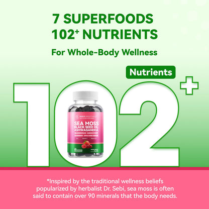 Inner Brightness Sea Moss 4000mg Gummies with Ashwagandha, Elderberry, Apple Cider Vinegar, Bladderwrack, Burdock Root – Immune Support – Mixed Berry Flavor – 60 Count Inner BrightnessBuy Supplements Australia
