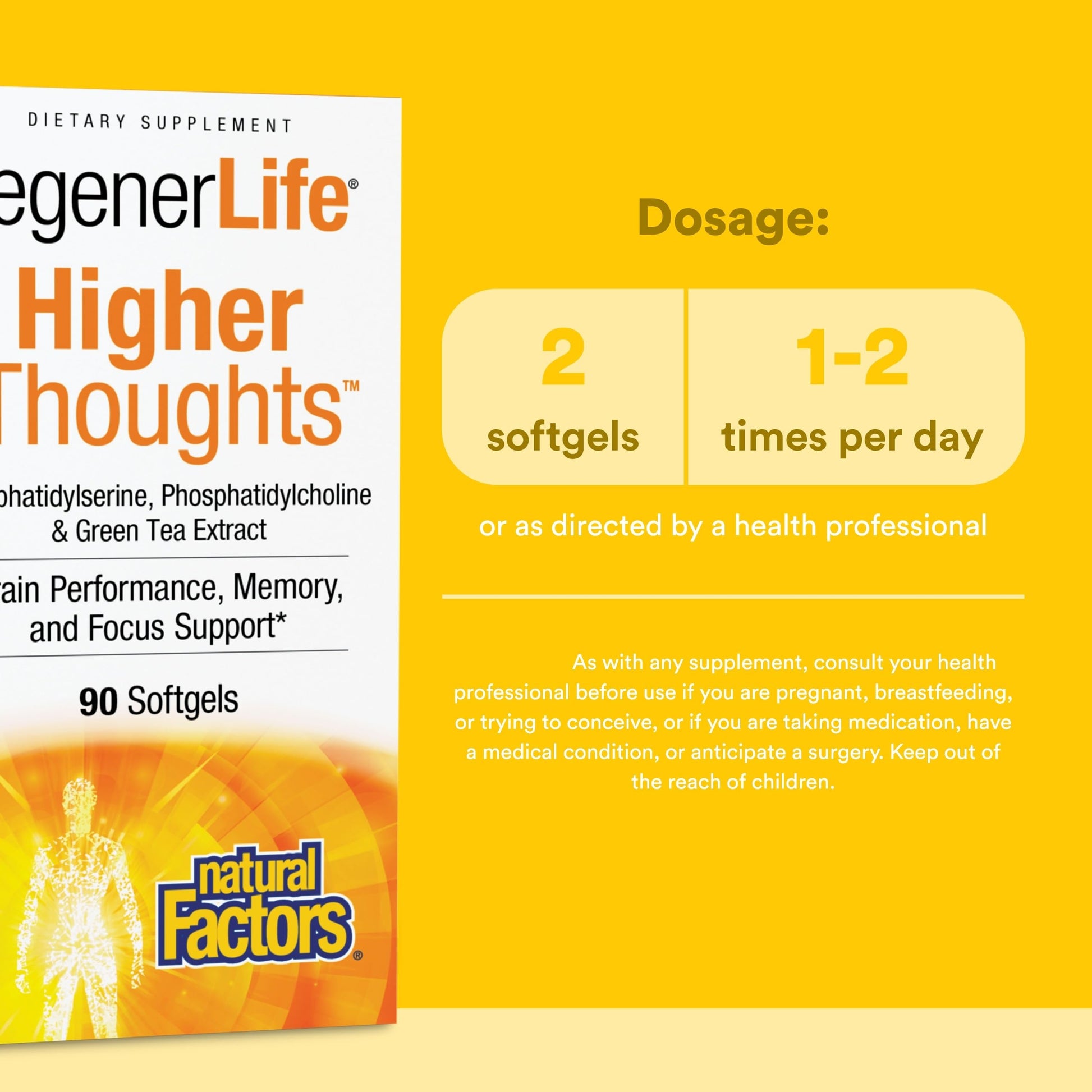 Natural Factors Higher Thoughts - Supports Cognitive & Cardiovascular Health* - Fish Oil, Fatty Acids, EPA, DHA & More - 90 Softgels Natural FactorsBuy Supplements Australia
