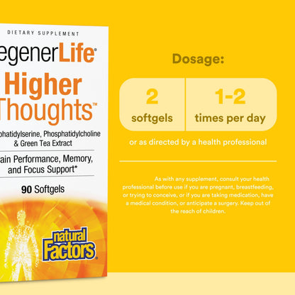 Natural Factors Higher Thoughts - Supports Cognitive & Cardiovascular Health* - Fish Oil, Fatty Acids, EPA, DHA & More - 90 Softgels Natural FactorsBuy Supplements Australia