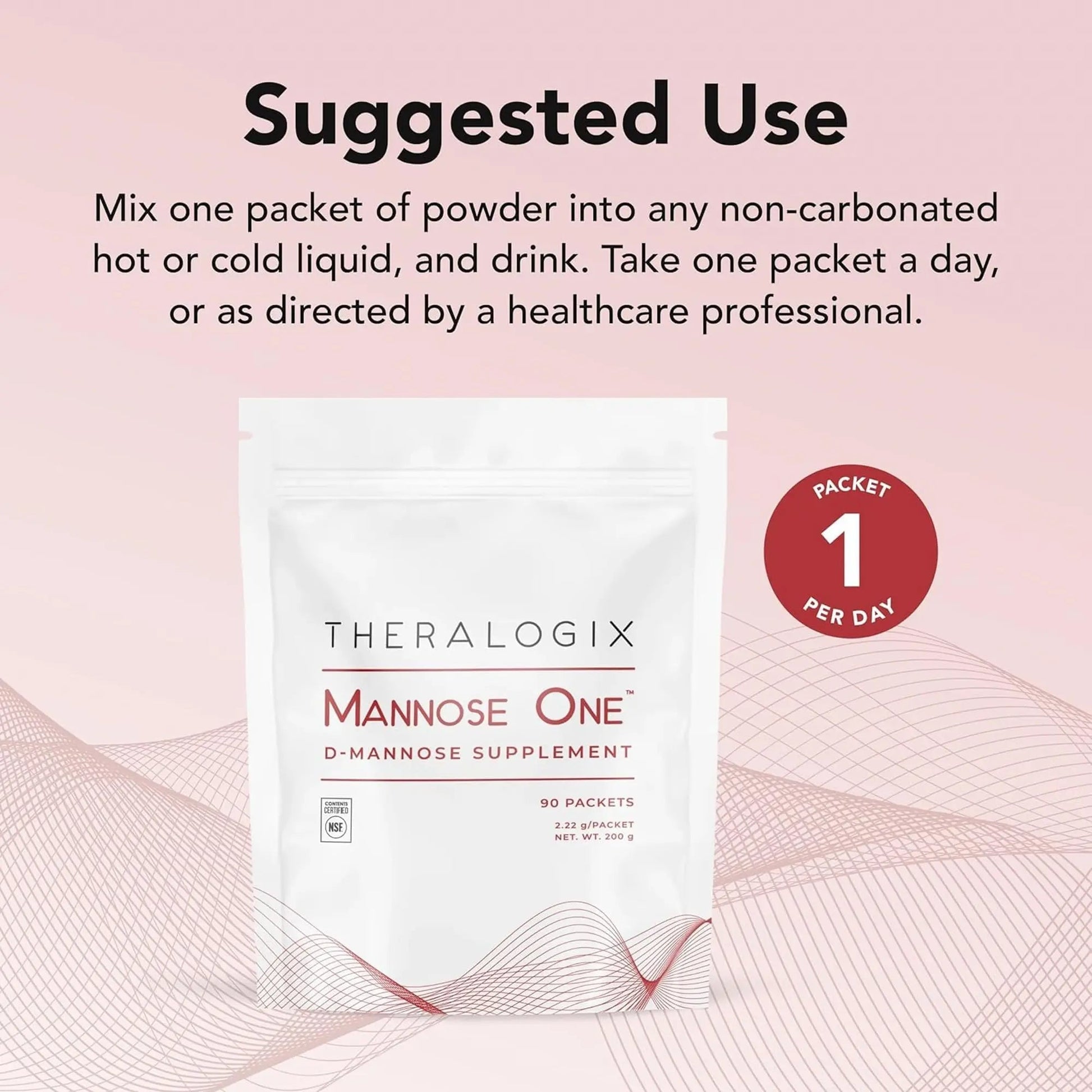 Theralogix Mannose One D-Mannose Powder - 90-Day Supply - Supports Urinary Tract Health with 2,000 mg D-Mannose* - NSF Certified - 90 Packets TheralogixBuy Supplements Australia