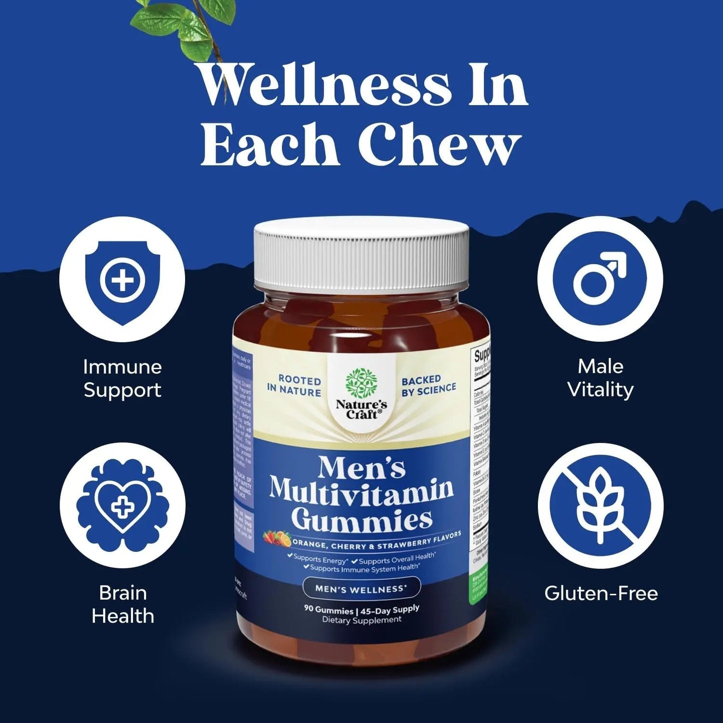 Bundle of Daily Mens Multivitamins Gummies with Zinc and Biotin for Energy and Immunity and Daily Multivitamin for Women Gummies - Gummy Vitamins for Health and Wellness Natures CraftBuy Supplements Australia