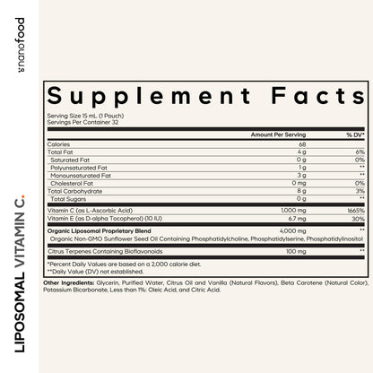 Codeage Liposomal Vitamin C Liquid 1000mg Vitamin C, 4000mg Essential Phospholipids, Supplement For Daily Immune Support, Liposomes For Absorption, Citrus Bioflavonoids, Vitamin E, Non-GMO, 32 Pouches CodeageBuy Supplements Australia