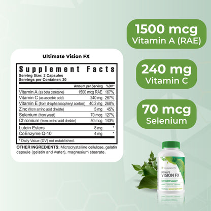 Youngevity Ultimate Vision FX™ - Eye Vitamin & Mineral Supplement Blend - Lutein, CoQ10, Vitamins A, C, E, Zinc, Chromium, Selenium for Eye Health (60 Capsules) YoungevityBuy Supplements Australia