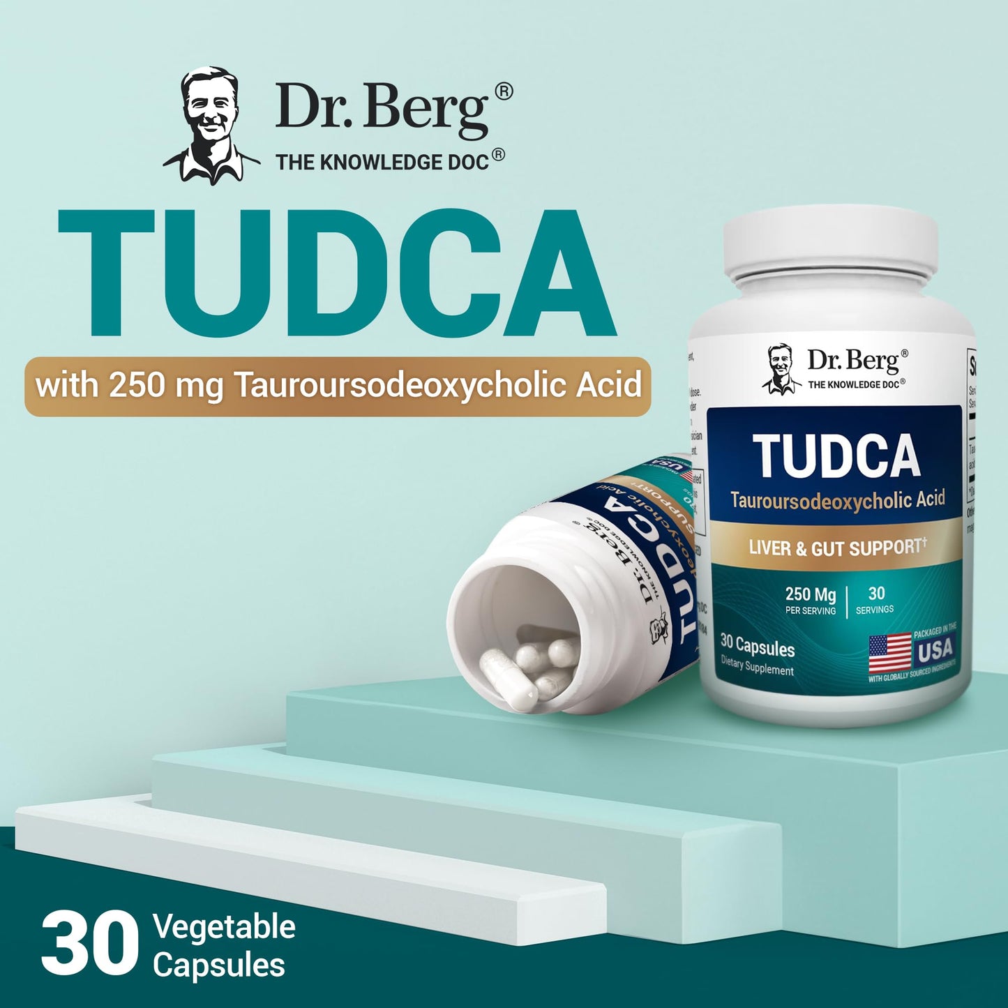 Dr. Berg TUDCA Supplement (Tauroursodeoxycholic Acid) - Powerful Formula for Liver Health, Bile Flow, Gallbladder Support