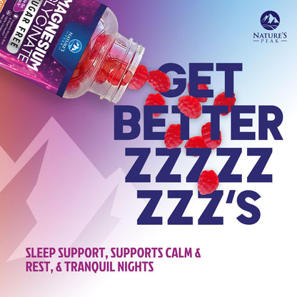 Magnesium Glycinate Gummies - Sugar Free - 100% Chelated Magnesium Gummy Supplement for Max Absorption - for Sleep Support & Heart, Muscle & Bone Health - Gentle on Stomach, Grape Flavor - 60 Gummies Nature's PeakBuy Supplements Australia